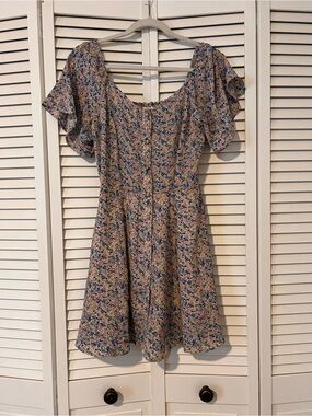 Sienna Sky Floral Scoop-Neck Fit & Flare Dress in Blue and Pink
